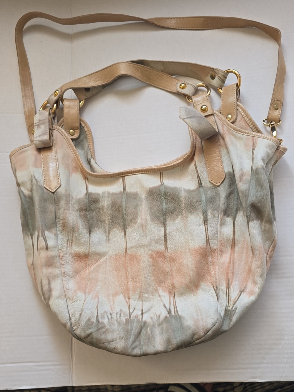Pietro Alessandro NYC Tie-Dye Leather Slouchy Hobo Bag